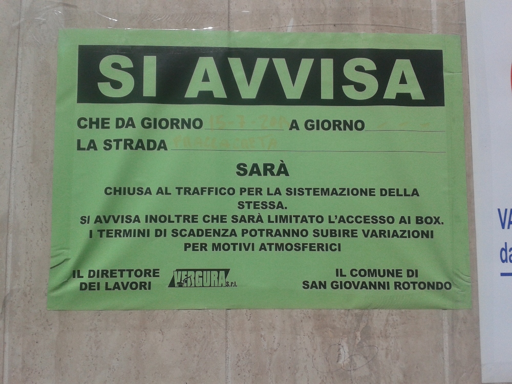 Via Fraccacreta: domani via ai lavori