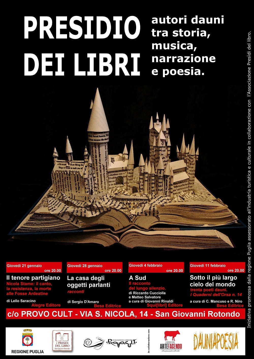 “ Presidio del libro: autori dauni tra storia, musica, narrazione e poesia” – locandina