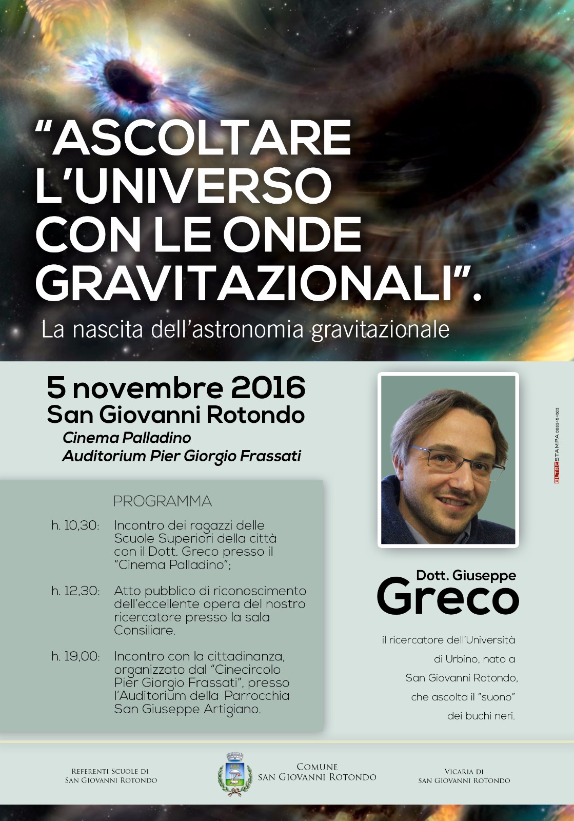 Ascoltare l'Universo con le onde gravitazionali - locandina