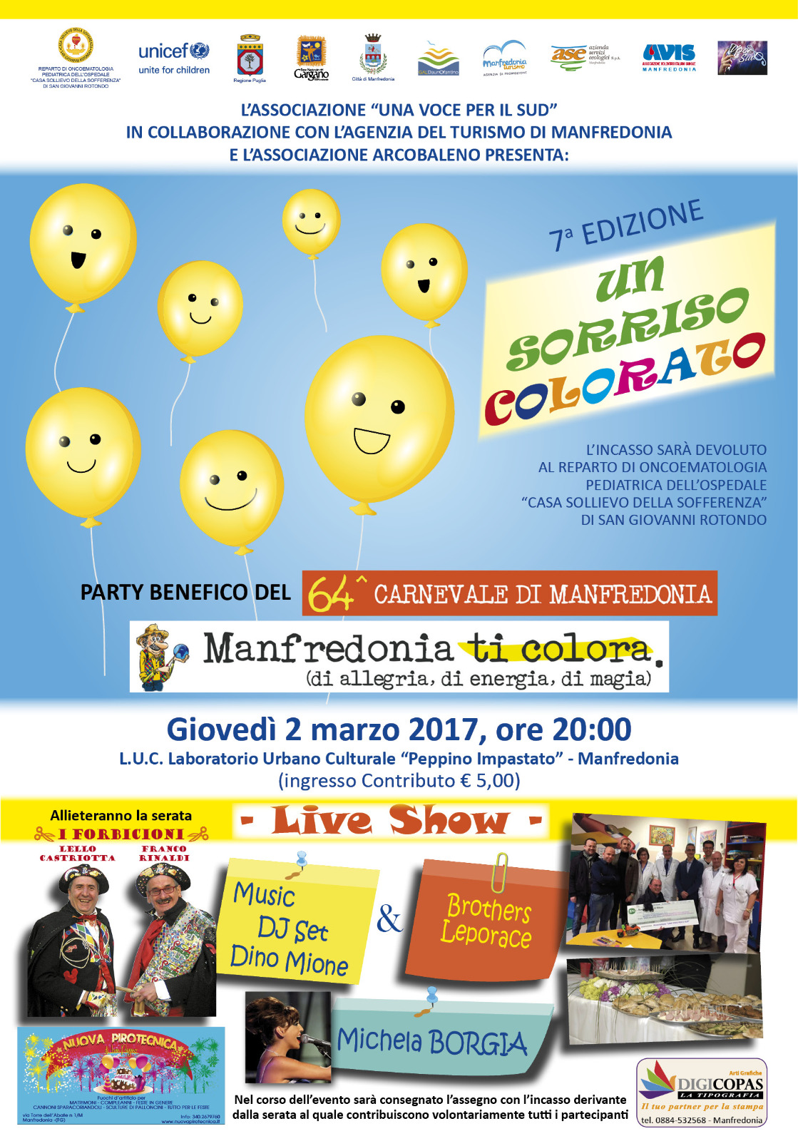 Un Sorriso colorato - la solidarità del Carnevale di Manfredonia - locandina
