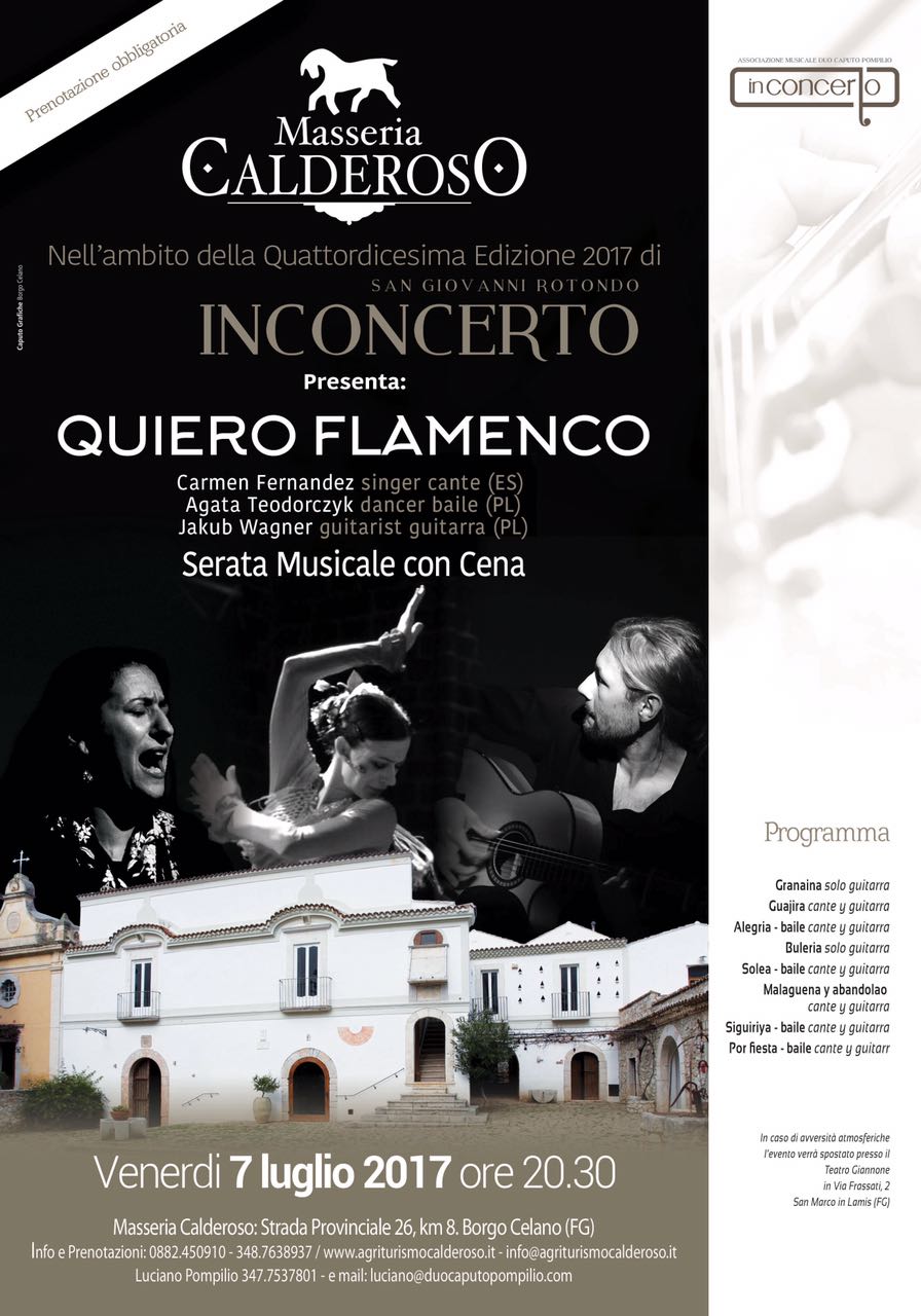 InConcerto 2017 - Quiero Flamenco - 4° appuntamento - locandina