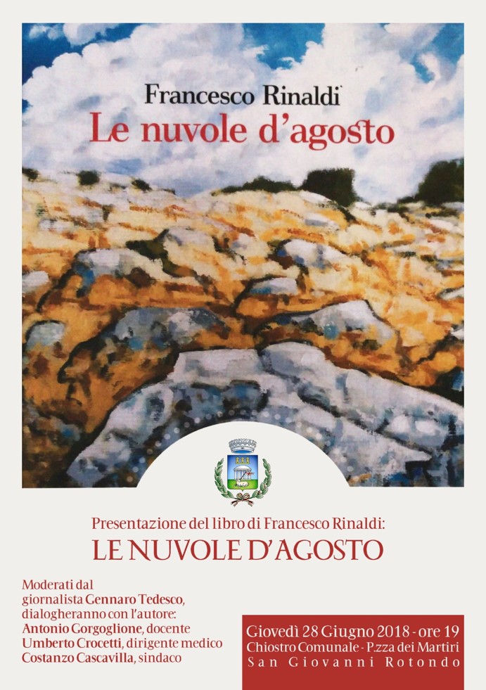Presentazione del libro Le nuvole d’agosto di Francesco Rinaldi - locandina