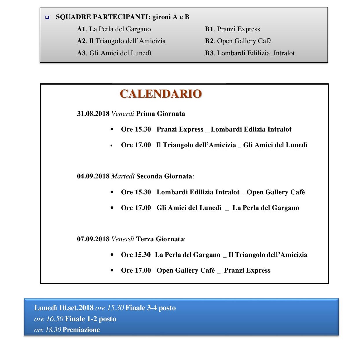 calendario XIX Memorial S tanghill - 2018