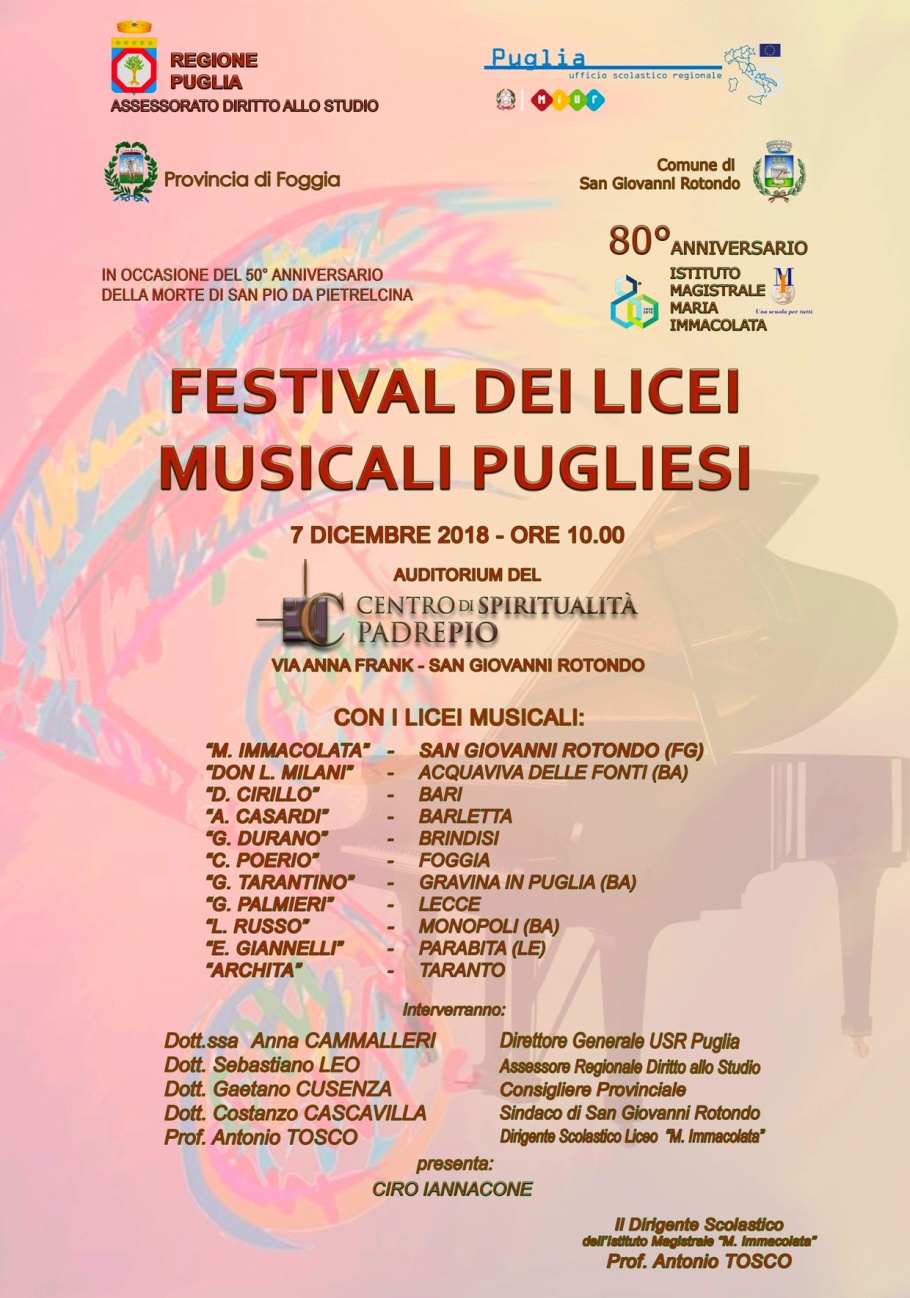 Festival dei Licei Musicali pugliesi - locandina