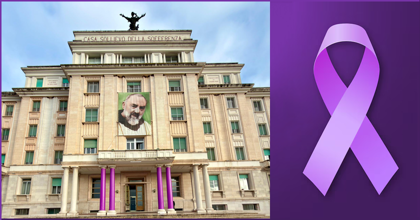 Giornata Internazionale dell’Epilessia, Casa Sollievo della Sofferenza adorna di viola le colonne